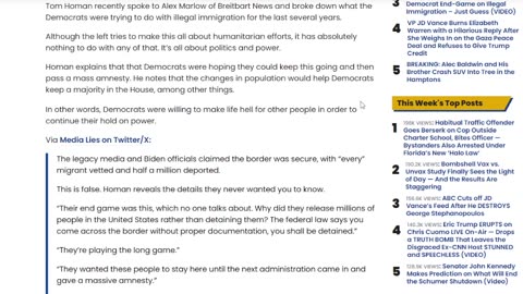 Tom Homan Breaks Down the Democrat End-Game on Illegal Immigration