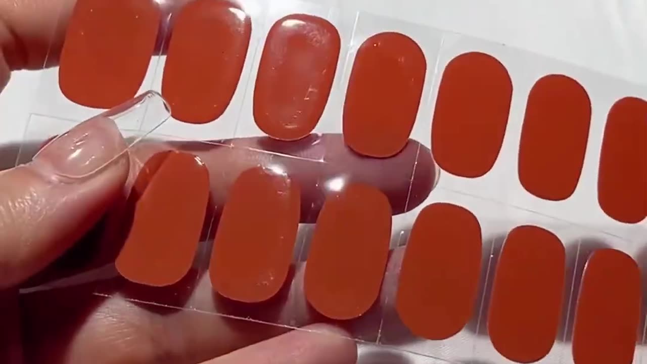 No UV needed gel nail stickers,red nail stickers