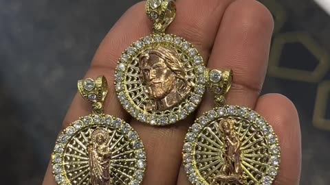 10K Gold Saint Jude, Jesus Face & Saint Lazaro Pendants