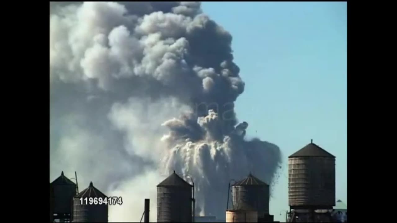 911 North Tower Demolition - Rooftop Water Supply Tanks From The North (Two Angles)