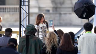Zendaya goes pantsless in metallic ultra-mini at Louis Vuitton show