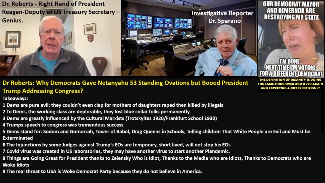 Dr Roberts: Why Democrats Gave Netanyahu 53 Standing Ovations but Booed President Trump Addressing Congress?