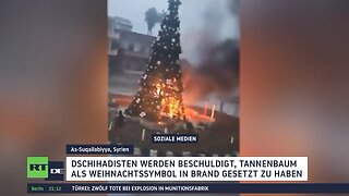 Weihnachtsbaum verbrannt: Syrische Christen demonstrieren in Damaskus