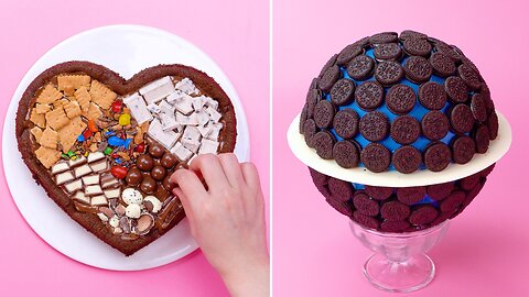 Heart Shaped Chocolate Malt Ball Masterpiece Cake Ideas #shorts #cake #satisfying #chocolate