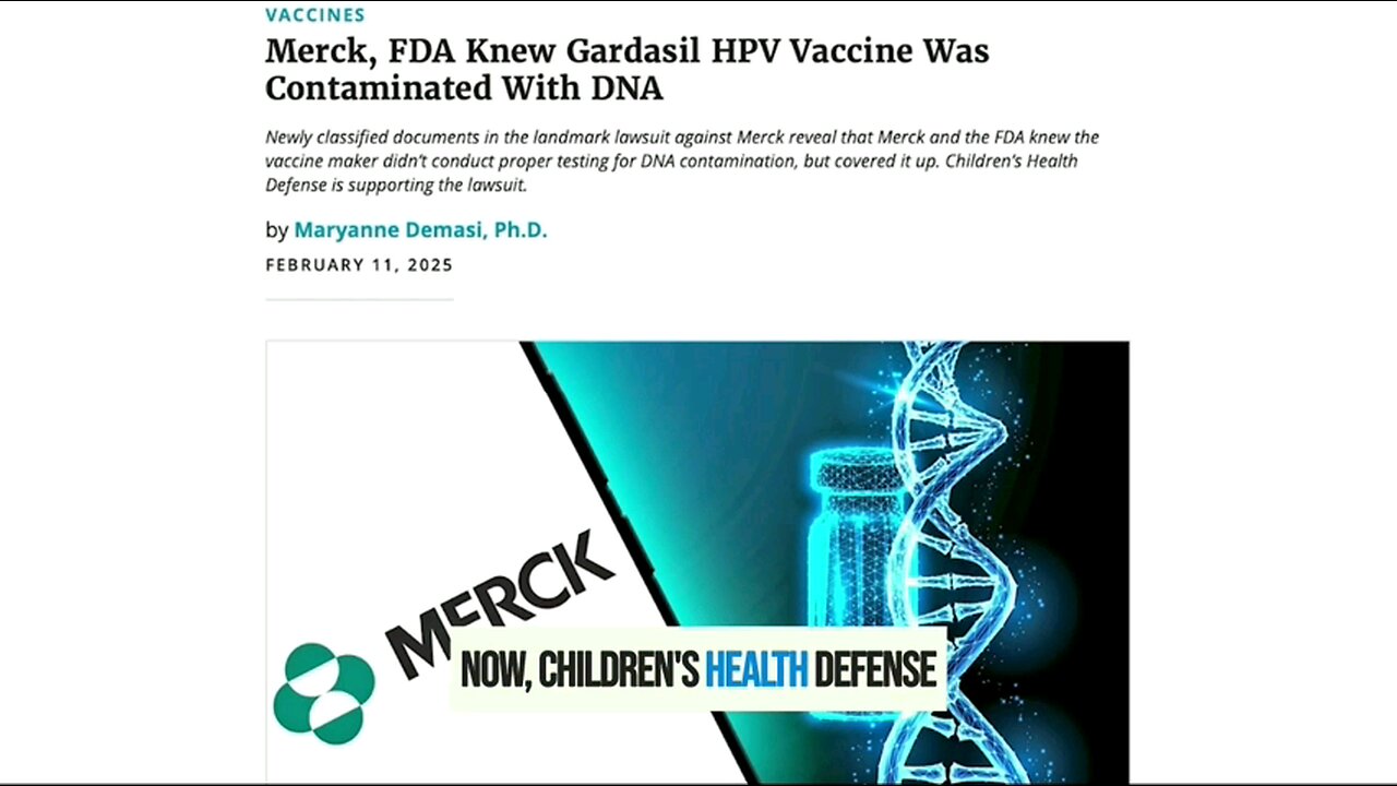 Merck, FDA knew Gardasil HPV vaccine was contaminated with DNA