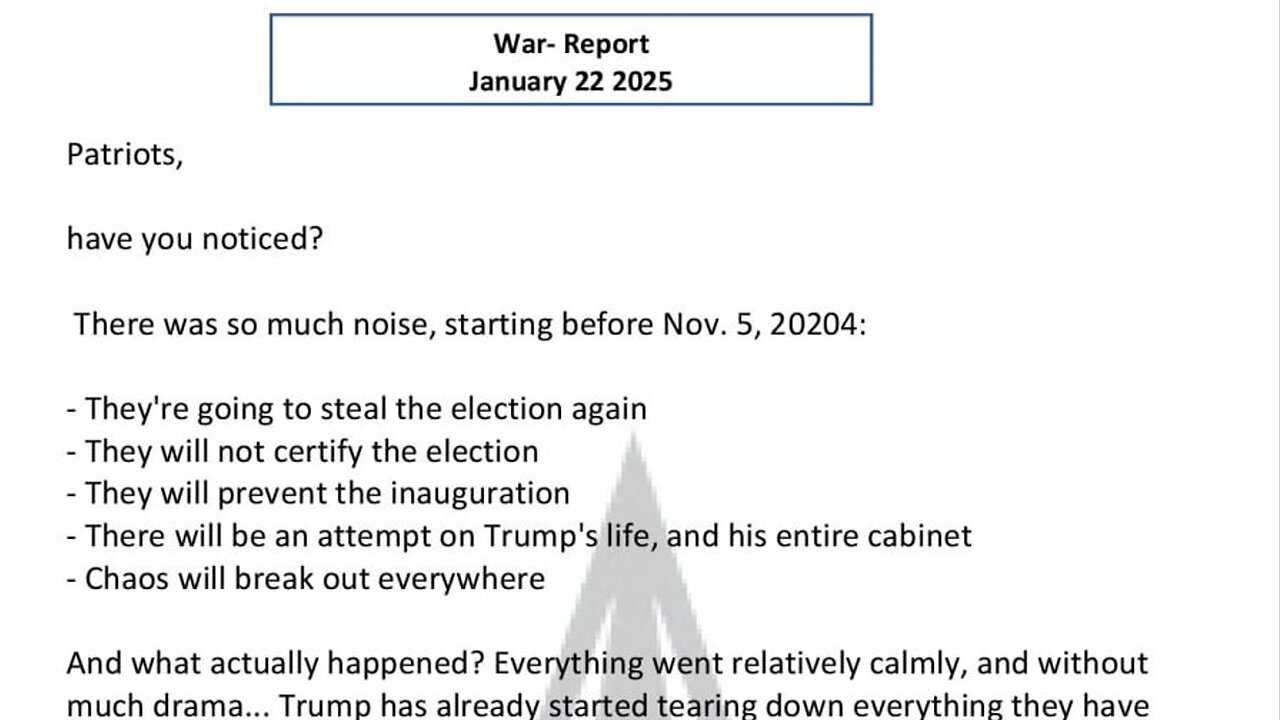 WAR REPORT - JANUARY 22 2025 - PATRIOTS ARE IN FULL CONTROL!