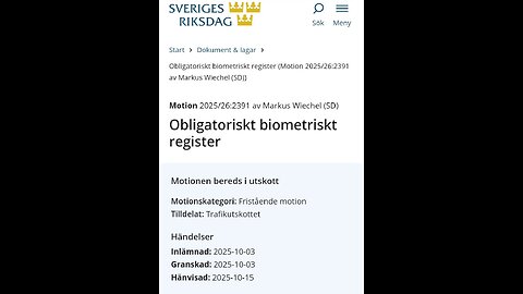Svenskt obligatoriskt biometriskt register?
