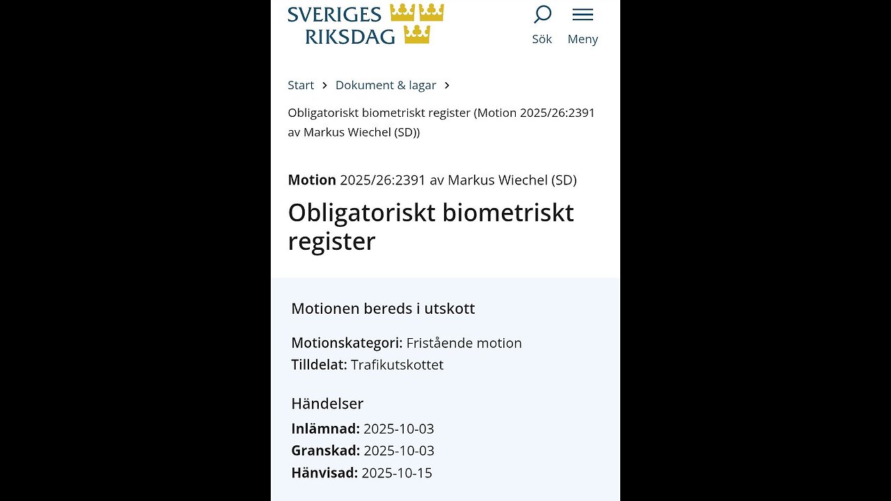 Svenskt obligatoriskt biometriskt register?