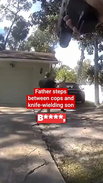 Father shields children as son attacks him with hunting knife in Florida home.