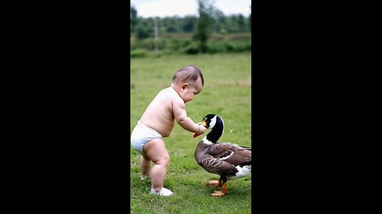 baby fun with duck #shorts