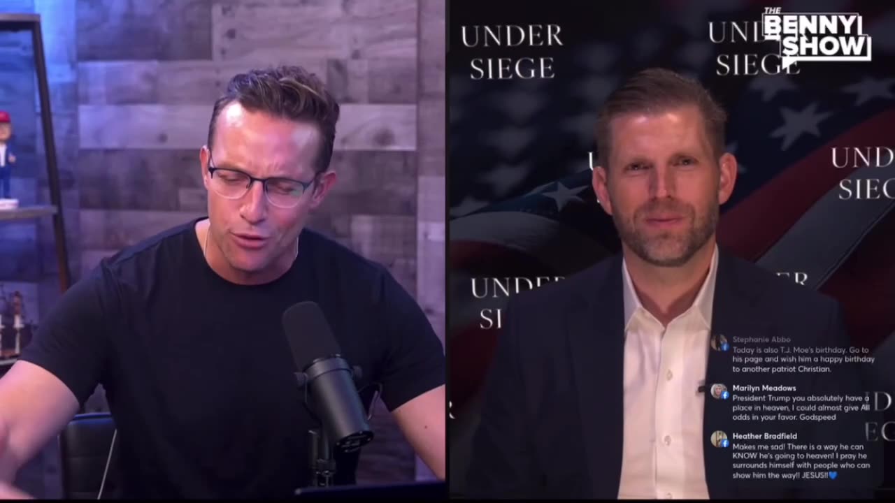 Eric Trump claims his 'heaven-bound' dad is 'saving God'