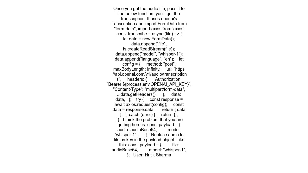 sending audio file to open ai whisper model