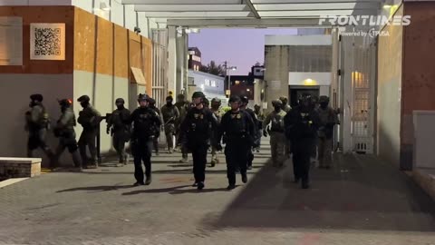 NOW: Monday evening, different vibe so far in front of the Portland ICE building.