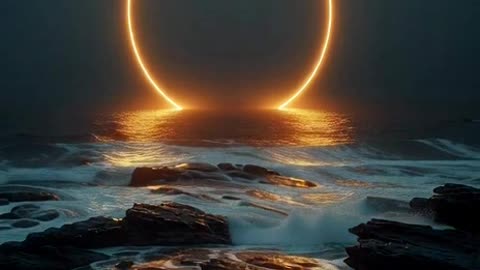 Create a video of sunset light, epic lake and forest