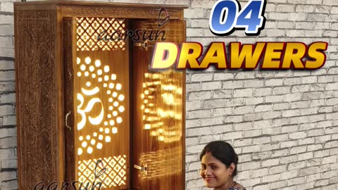 Wooden Temple with pocket | door with LED | #pocketdoor #temple #mandir #woodentemple