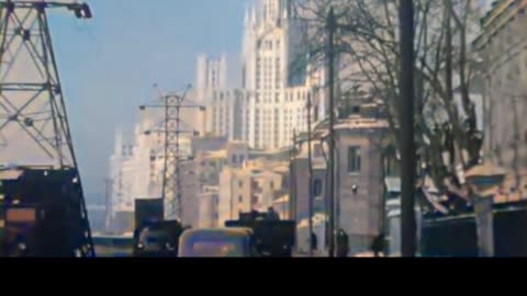 Moscow streets 1953 🚗 USSR life 📽️ #Colourized