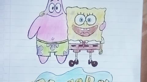 Drawing cute Spongebob and Patrick using a pencil