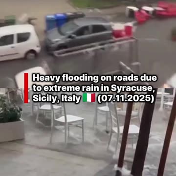 Heavy flooding on roads due to extreme rain in Syracuse, Sicily, Italy 🇮🇹 (07.11.2025)