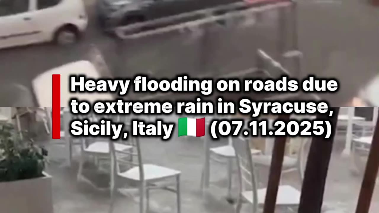 Heavy flooding on roads due to extreme rain in Syracuse, Sicily, Italy 🇮🇹 (07.11.2025)