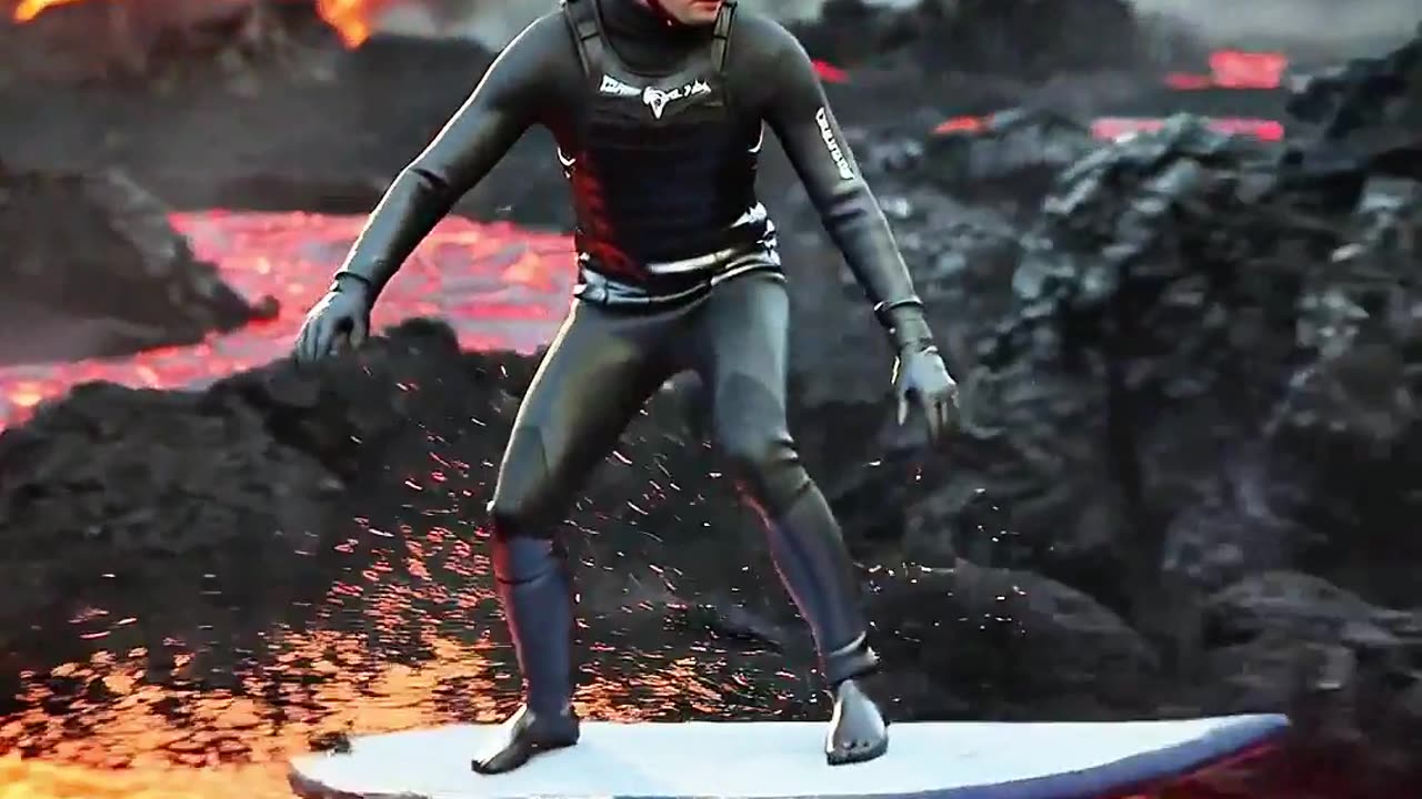 Riding a snowboard on lava #ai #crazy #viral #snowboard