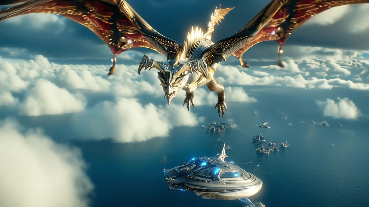 Fantasy dragons and spaceships