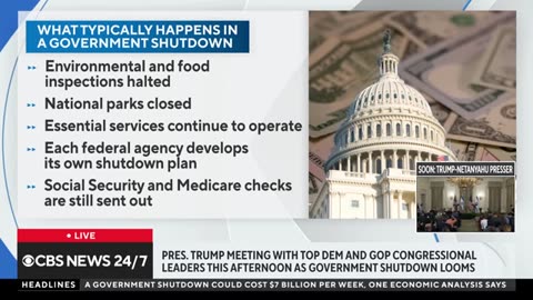 Trump meeting with Democrat and GOP congressional leaders as government shutdown looms