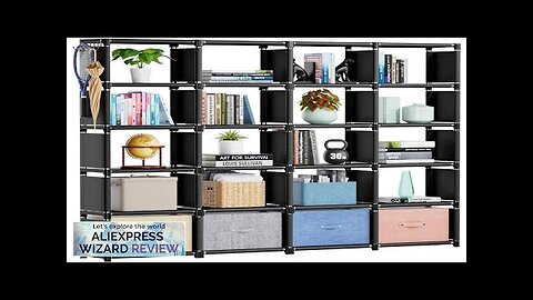 Bookshelf 20 Cube Storage Organizer Tall Bookcase Closet Storage Organizer Black Metal Review