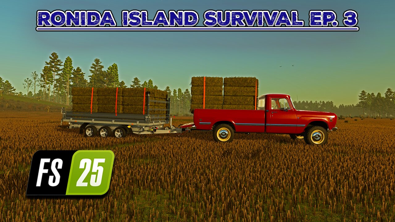 Survival on Ronida Island #3 | Manually Loading Hay Bales. Buying a Plow. |4K| Farming Simulator 25