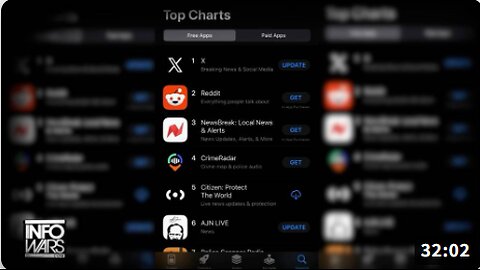 DIGITAL EARTHQUAKE: Alex Jones Network App Shoots To #6 In Global News Less Than 24 Hours After Democrats Get Judge's Approval To Close Infowars!