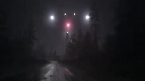 A large triangular 🔻🔺️ UFO over the forest at night, presumably an TR3 Black Manta.