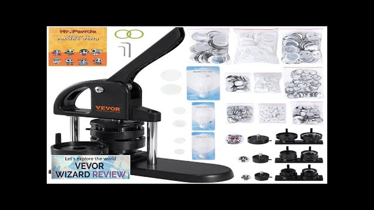 VEVOR Button Maker 1/1.25/2.28 inch(25/32/58mm) 3-IN-1 Pin Maker with 300pcs Button Parts Review