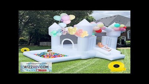 Inflatable White Bounce House Castle Theme Inflatable Trampoline with Slide and Ball Review