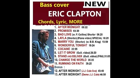 Bass cover ERIC CLAPTON (New) _ Chords real-time, Lyrics, MORE