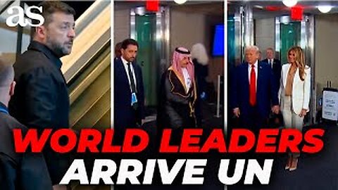 Arrival of WORLD LEADERS at UN marked by TRUMP'S ESCALTOR GLITCH