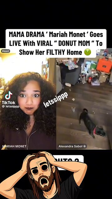 Donut mom shows us her filthy living room.