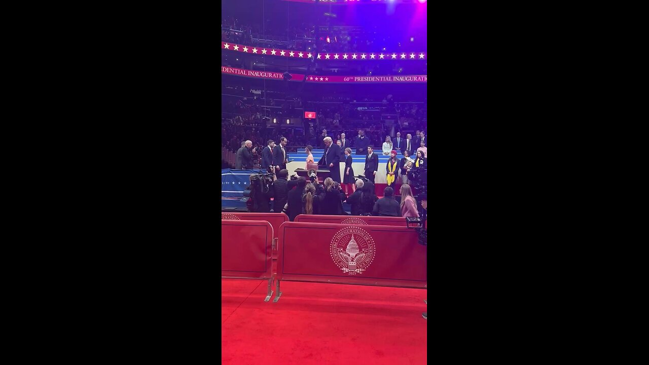 Donald Trump signs first executive orders of his presidency at Capital One Arena LIVE VIEW front row