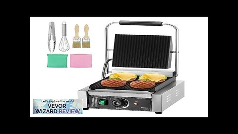 VEVOR Commercial Panini Press Grill Electric Sandwich Maker Griddle Plate 9"x9" Review