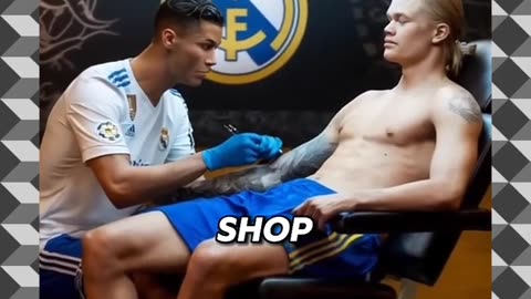 Ronaldo draws a tattoo for Messi