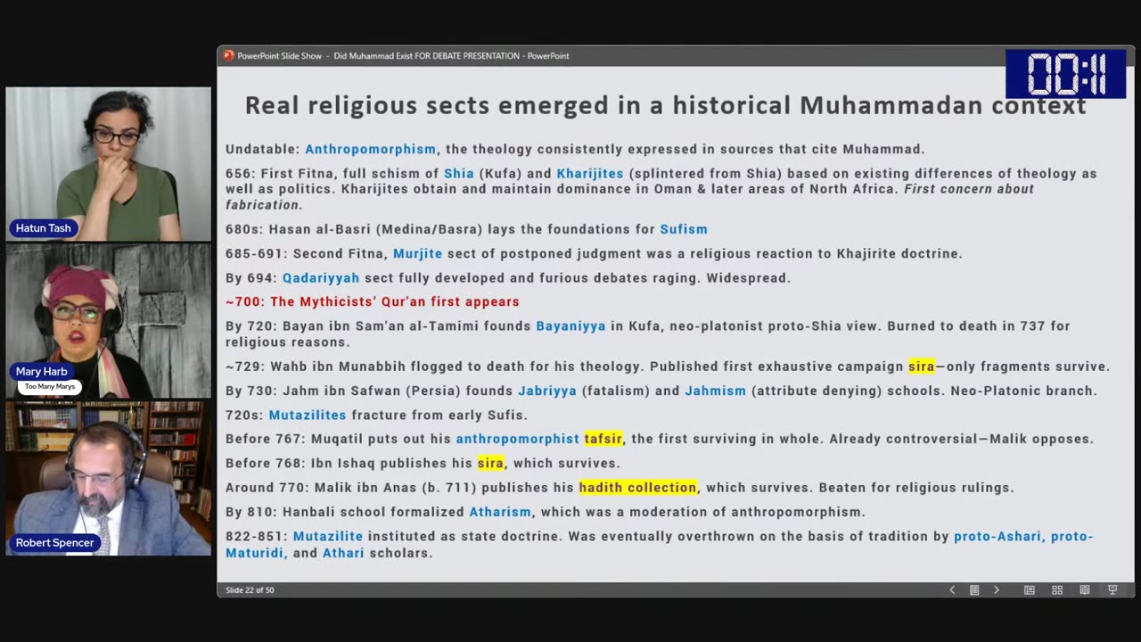 Live Debate Did Muhammed Exist? | Hatun Tash | TooManyMarys VS Robert Spencer
