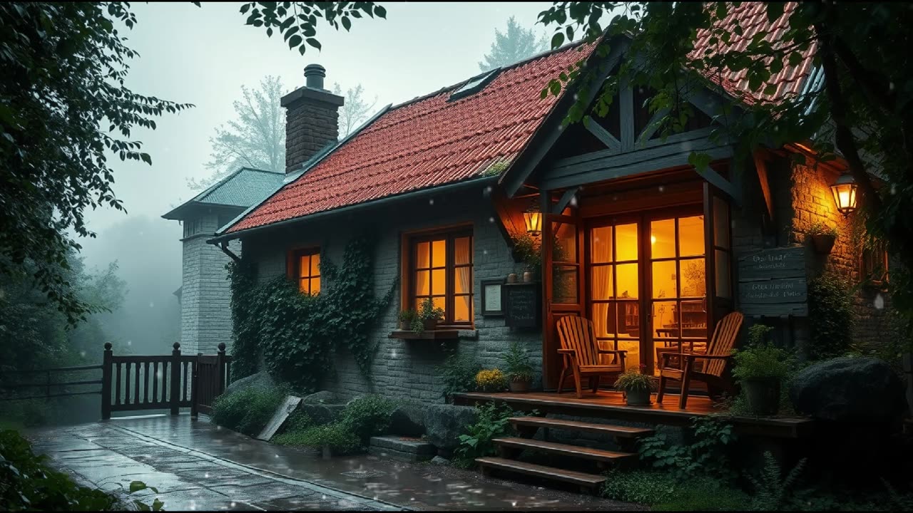 Cozy Rainy Day in a Forest Cottage