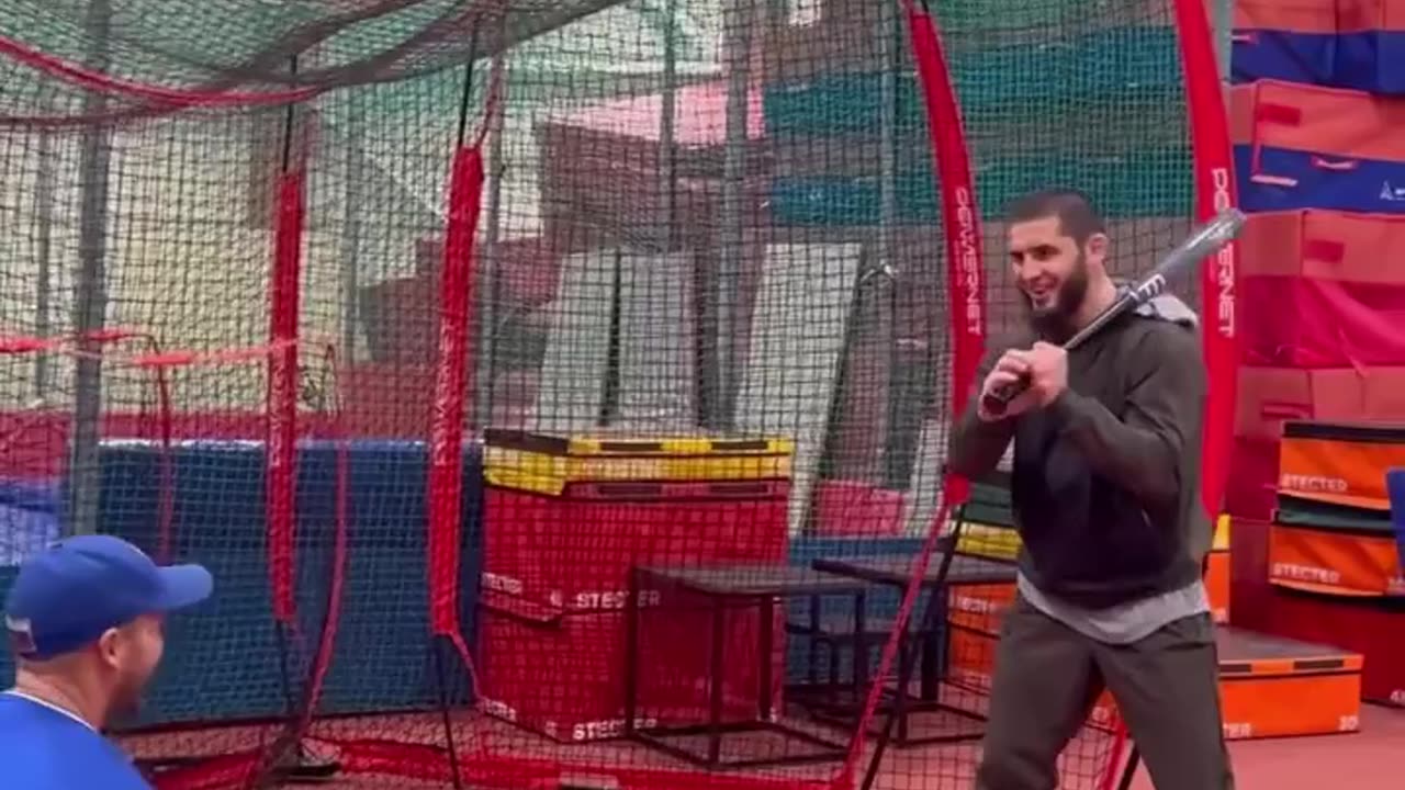 Islam Makhachev Tries His Hand at Baseball