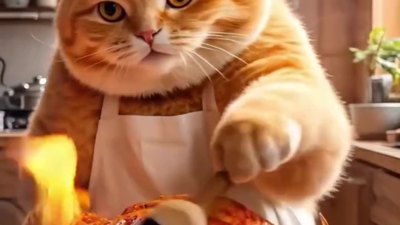 Cat cooking set video