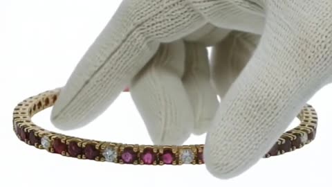 Vintage Solid Alternating Ruby & Diamond Tennis Bracelet