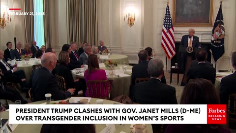 SHOCK MOMENT Trump And Maine Gov Janet Mills Clash Over Trans Sports Policy