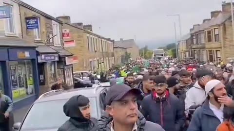 Lancashire UK, Muslims parade through the streets (GREAT REPLACEMENT) 