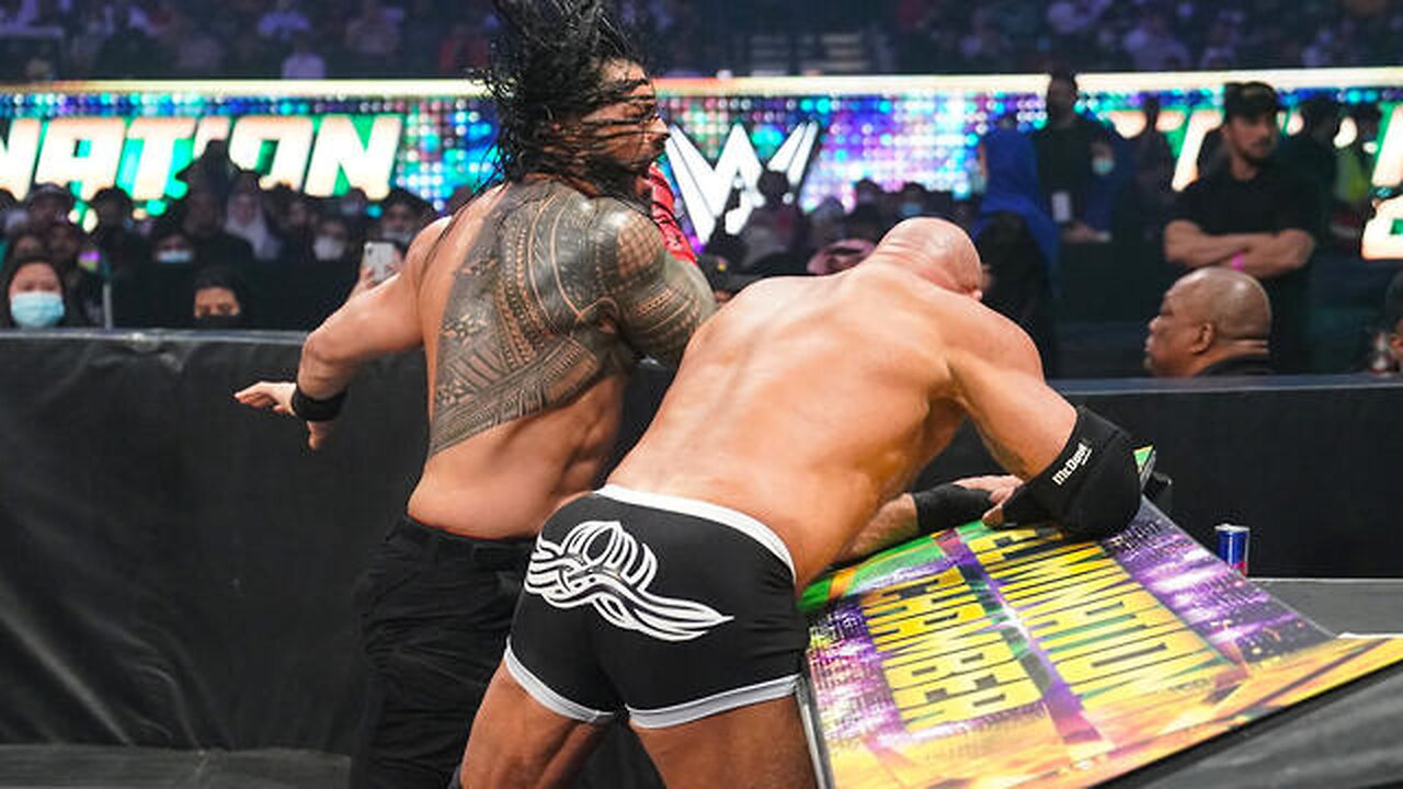 Goldberg shocks Roman Reigns with devastating Spear- WWE Elimination Chamber 2022 @0vikash