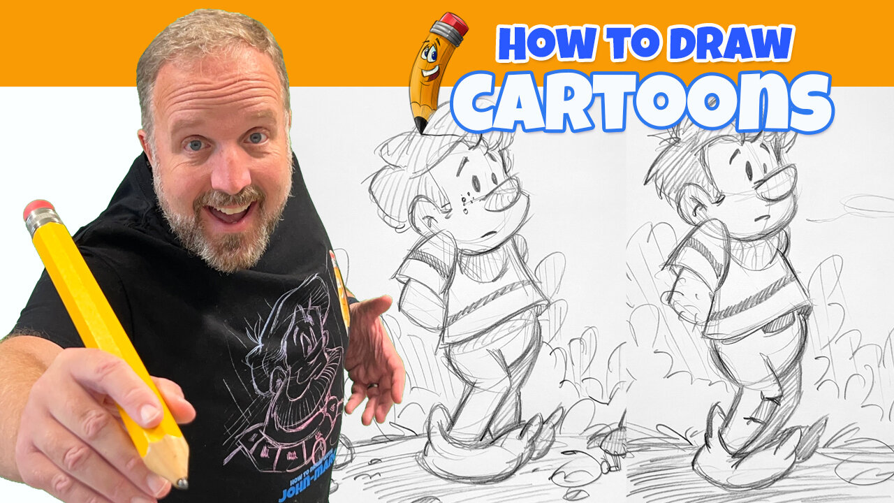 How to draw two cartoon boys twice