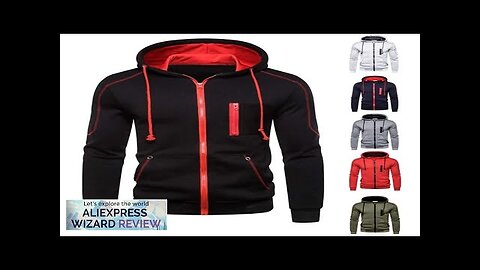 Men's Hoodie Black White Army Green Red Hooded Color Block Fleece Cool Review