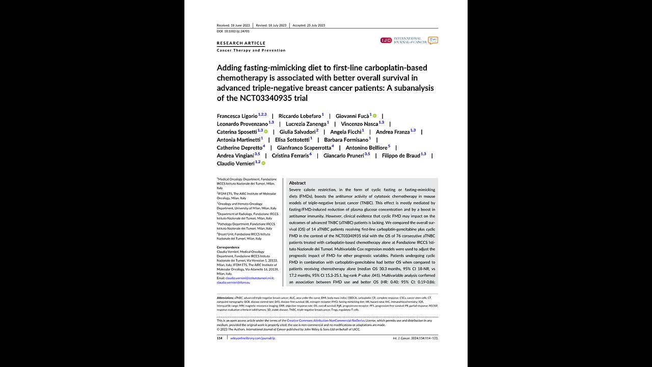 Fasting-mimicking and breast cancer, Claudio Vernieri 2023