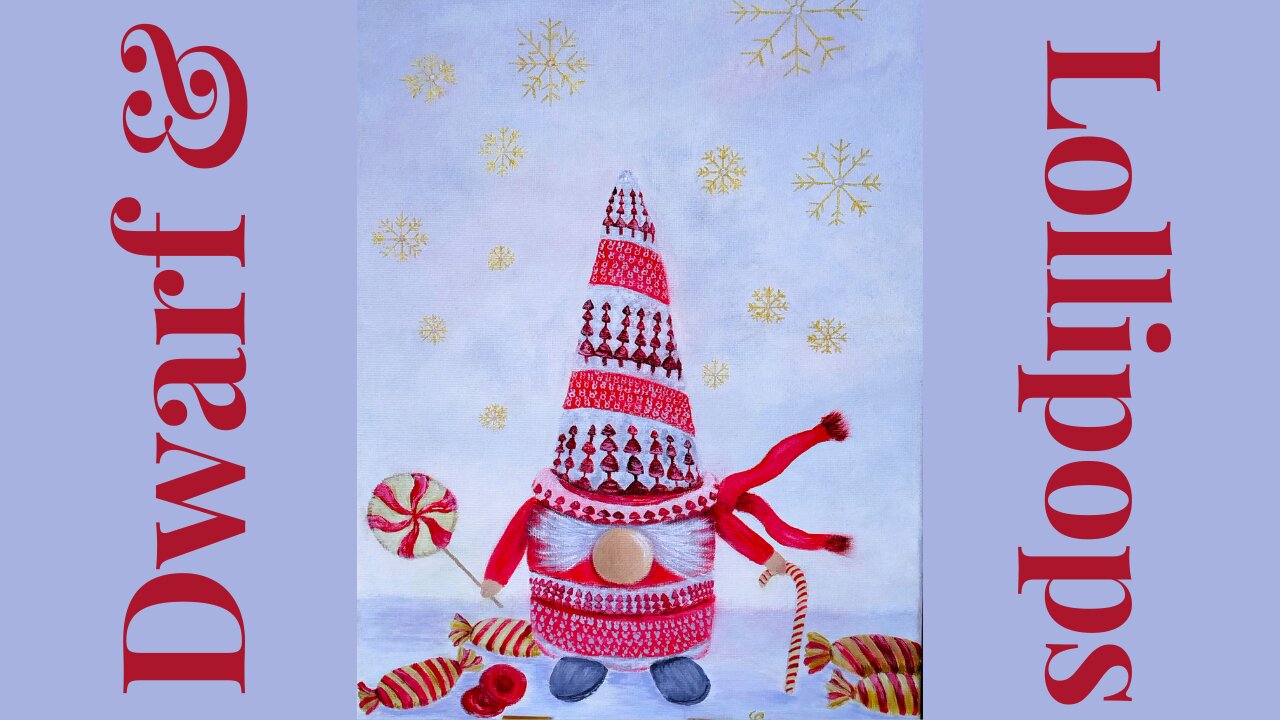 How to Paint a Magical Christmas Dwarf with Candies & Golden Snowflakes✨ Holiday Acrylic Tutorial!